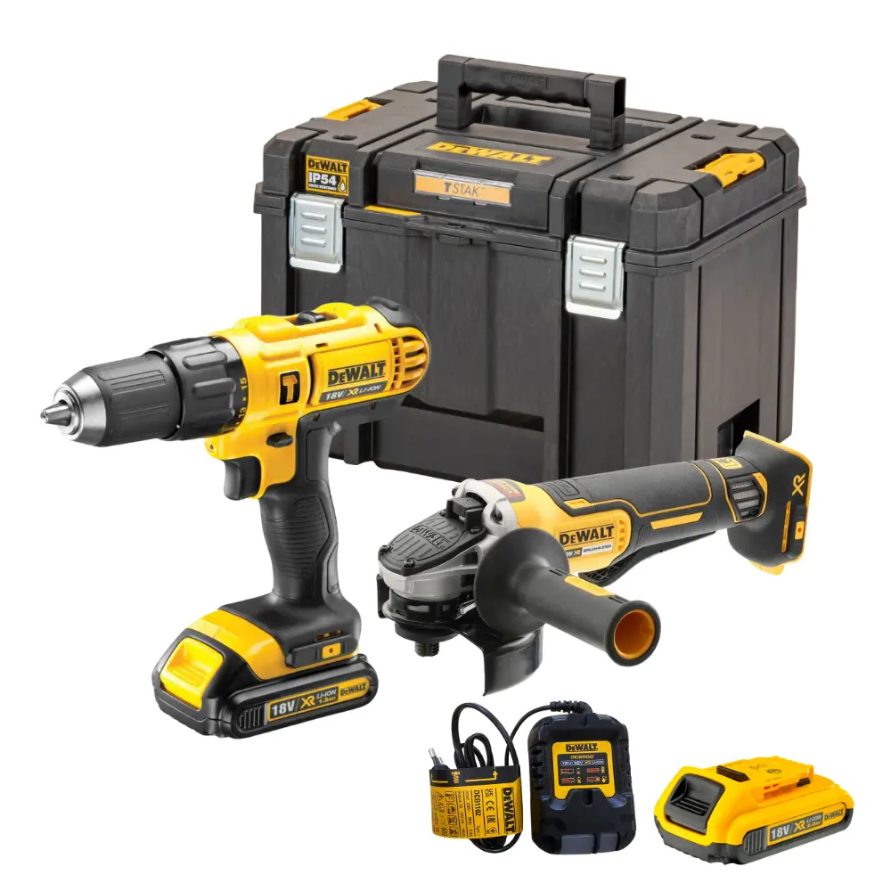 DeWalt Hammer Drill and Angle Gringer Combo (X1 2Ah Battery + Charger Included) | DWCOMBO64