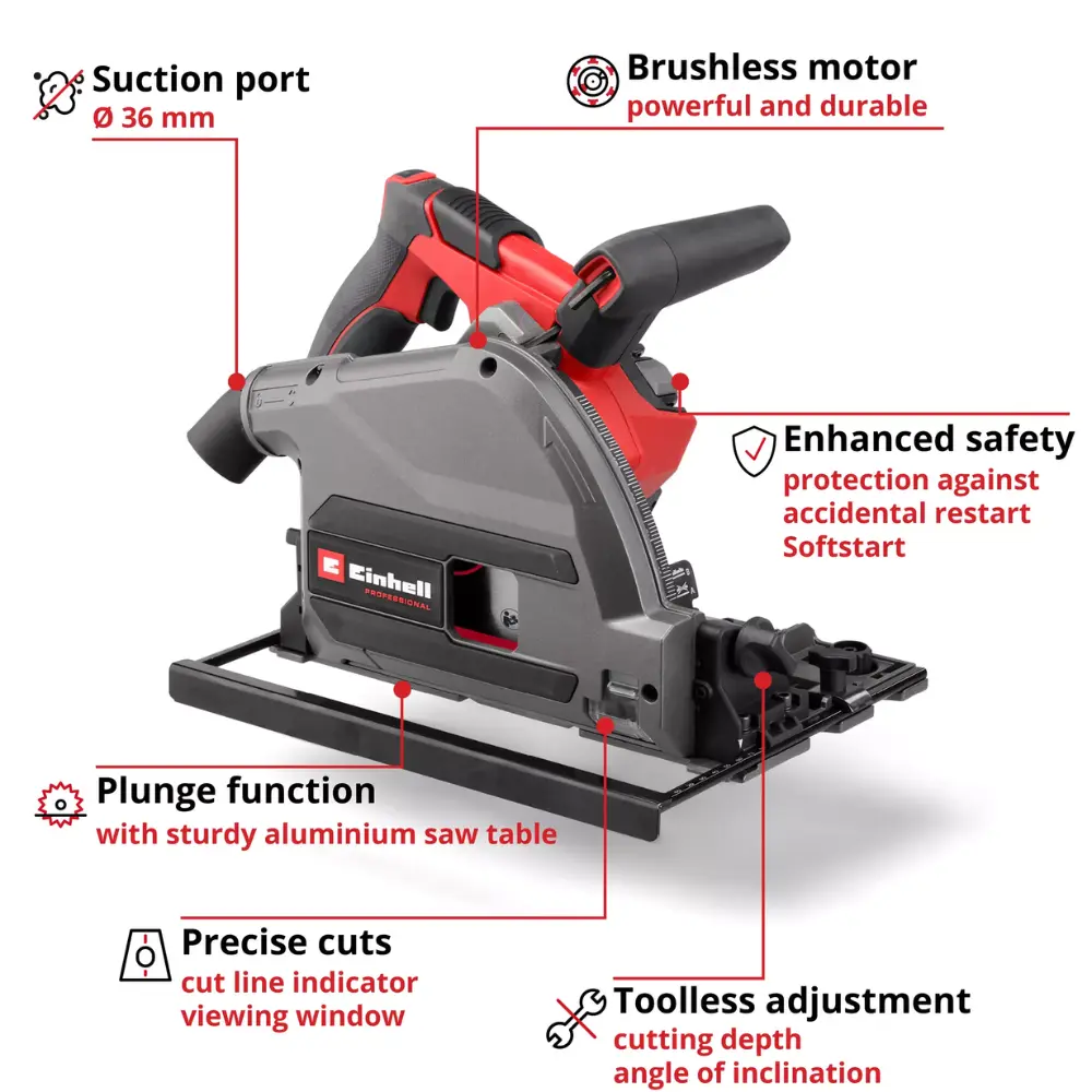 Einhell | Professional | Cordless Plunge Cut Saw TP-PS 18/165 Li BL - Solo G1